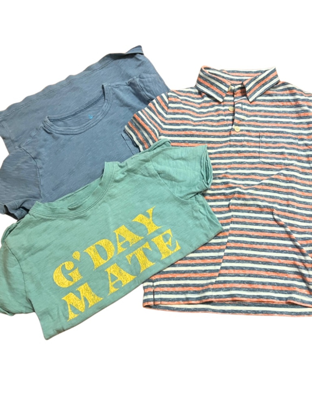 3 Crewcuts Short-Sleeve Tees, Pocket Tee and Stripe Polo Size XS (4-5)